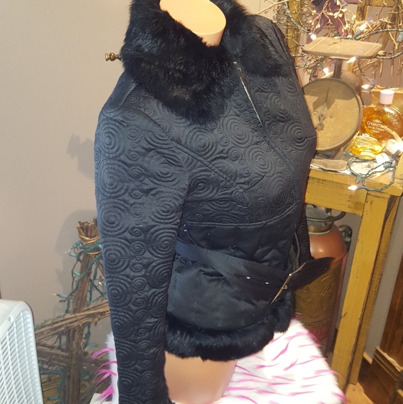 🎉HP 4/25 Bebe detailed genuine rabbit fur coat S - Picture 4 of 7